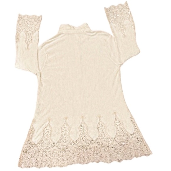 ππΏ SOFT SURROUNDINGS Jiada Cream Gauze Tunic | Womenβs Petite Medium, Lace Boho - Picture 2 of 5
